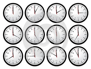 Wall Clocks - Showing All Times