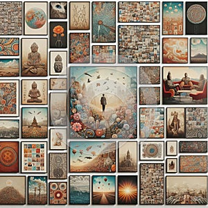 Wall Collages Collections of art or photos arranged in a decor photo