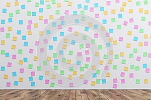 Wall with colored sticky notes