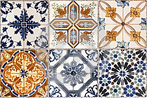 Wall from colorful ceramic tiles.