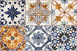 Wall from colorful ceramic tiles. photo