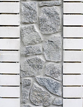 Wall composed of granite and brick