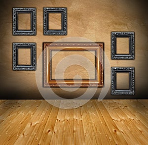 Wall with composition of empty frames