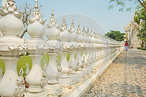 Wall conceptual sculpture decorations in Rongkhun Temple Chiangrai, Thailand