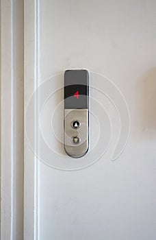 wall controller of elevator with button in safty concept photo