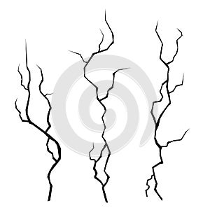 Wall Cracks Set on White Background. Vector