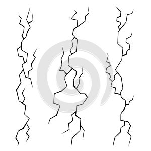 Wall Cracks Set on White Background. Vector