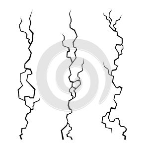 Wall Cracks Set on White Background. Vector