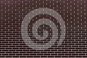 Wall of dark brown ceramic bricks, ceramic tiles