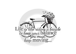 Wall Decals, Life quotes, Bike Vector, Wording Design isolated on white background
