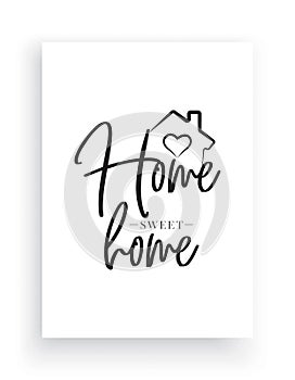 Wall Decals Vector, Home Sweet Home, House with heart illustration, Wording Design, Lettering Design, Art Decor