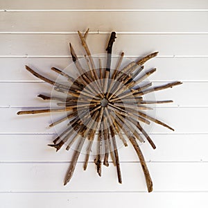 Wall decoration made from driftwood