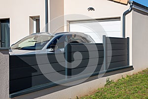 wall design fence grey aluminium modern barrier gray around house protect view facade home garden protection