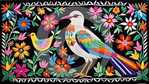 Wall design floral blossom bird animal life spiritual ceremony