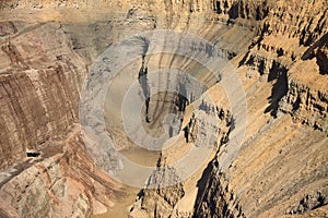 Wall of a diamond open pit consisting of solid rock