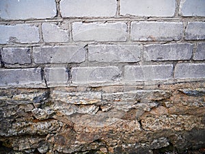 Wall with different masonry bricks