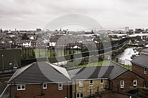 Wall Dividing Protestant and Catholic Belfast Neighborhoods