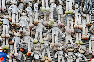 Wall of Dolls protest in Navigli district protesting against female physical and sexual violence, throughout the world