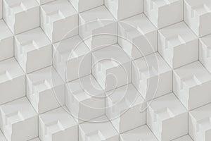 The wall with duplicate squares stacked, 3d rendering