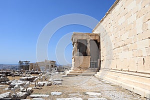 Wall of Erechtheum greek temple