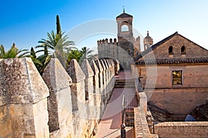 Wall of famous Alcazar in Cordoba, Andalusia. Spain.
