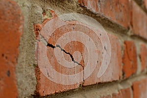 Wall of fireproof red brick