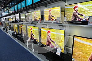 Wall of Televisions at Store