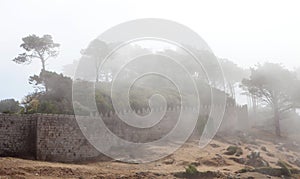 Wall of a fortress on the hillside