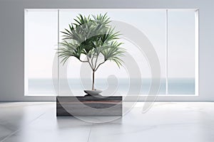 wall frame design home interior empty window plant house floor indoor. Generative AI.