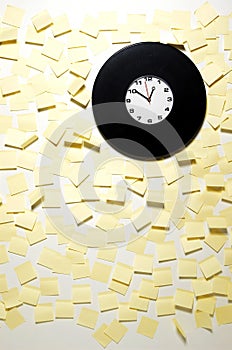 Wall full with stick-on phone messages during lunch time. Conceptual image shot