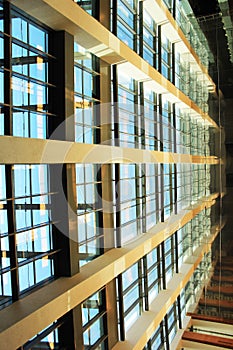 Wall of glass office building