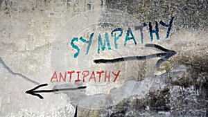 Wall Graffiti to Sympathy versus Antipathy photo