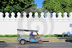 Wall Of Grand Palace And Tuk Tuk, Bangkok, Thailand