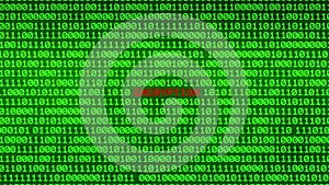 Wall of Green Binary Code Revealing ENCRYPTION Data Matrix Background