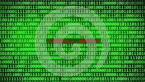 Wall of Green Binary Code Revealing FIREWALL BREACH Data Matrix Background