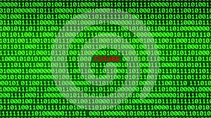 Wall of Green Binary Code Revealing Future Data Matrix Background
