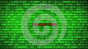 Wall of Green Binary Code SPYWARE FOUND Random Binary Data Matrix Background