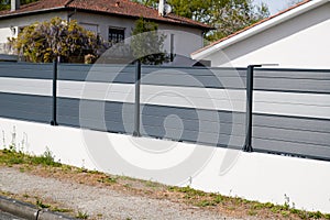 Wall grey aluminum modern barrier of suburb house protect view home garden