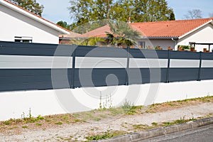 Wall grey modern barrier of suburb house protect view home garden
