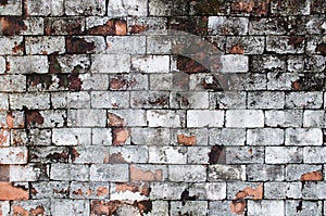 Wall grunge red brick paint white color background. Dirty,dust old wall red brick,backdrop texture and splash .white color or abst