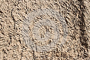 Wall with handprints in Timbuktu, Mali, Africa.