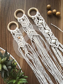 Wall hanger handmade Macrame jewelry photo