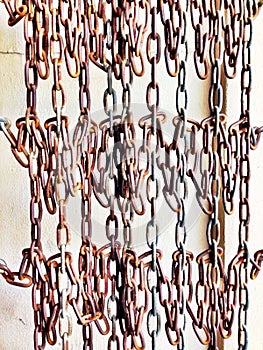 Wall of hanging chains