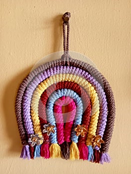 Wall hanging decor by macrame