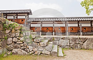 Wall of Hiroshima Castle, Japan. National historic site