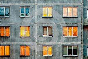 Wall with Iluminated windows.