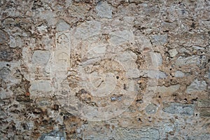 Wall with imprints of ancient frescoes