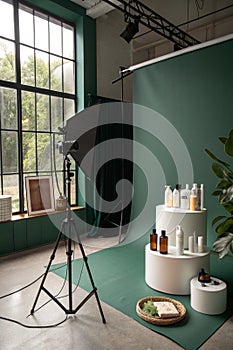 Wall interior background studio with shadow from window