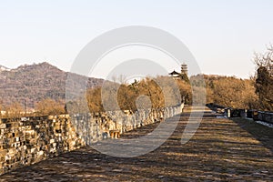 Wall and Jiuhua mountain pagoda