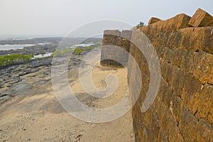 Wall of Kolaba fort near Alibaug beach, Maharashtra